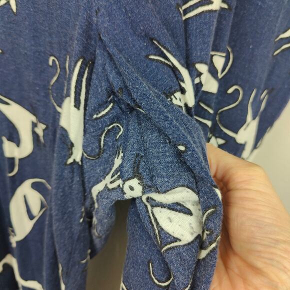 Modcloth Cat Print Trouser Pants Womens 18 Navy Blue Pleated Lightweight Retro - Picture 5 of 10